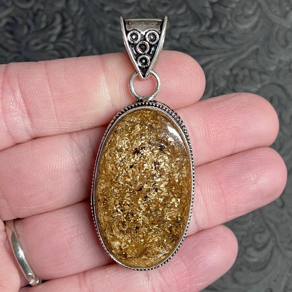 Natural Flashy Bronzite Pendant Crystal Stone Jewelry